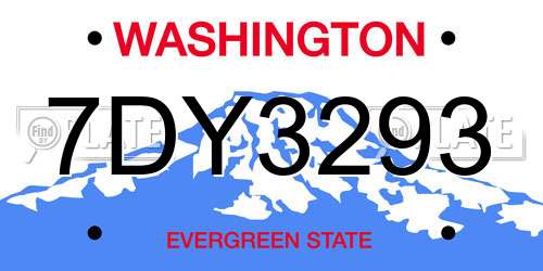 7DY3293 Washington License Plate