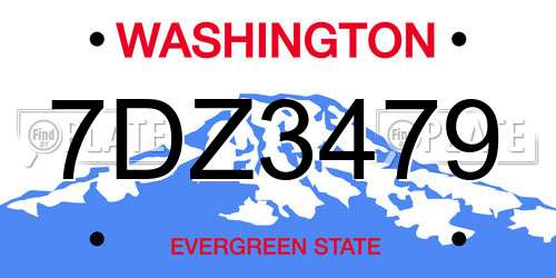 7DZ3479 Washington License Plate