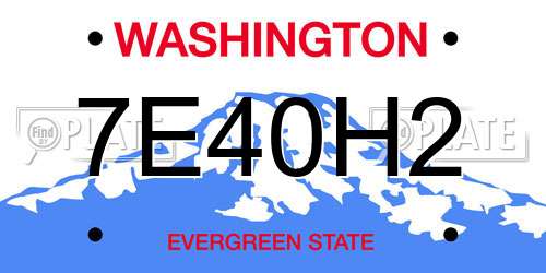 7E40H2 Washington License Plate