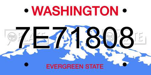 7E71808 Washington License Plate