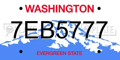 7EB5777 Washington License Plate