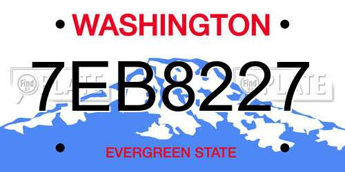 7EB8227 Washington License Plate