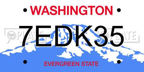 7EDK35 Washington License Plate