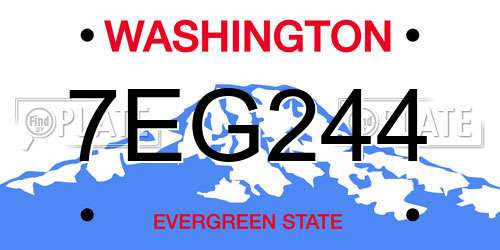 7EG244 Washington License Plate