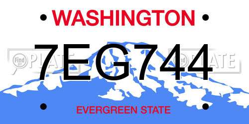 7EG744 Washington License Plate