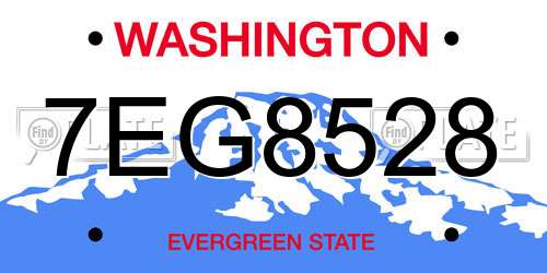 7EG8528 Washington License Plate