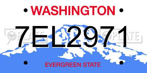 7EL2971 Washington License Plate