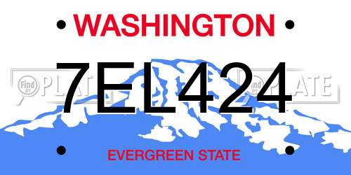 7EL424 Washington License Plate