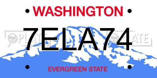 7ELA74 Washington License Plate