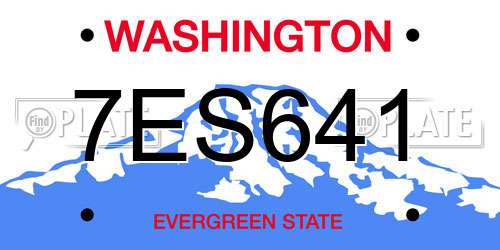 7ES641 Washington License Plate