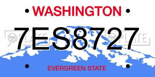 7ES8727 Washington License Plate