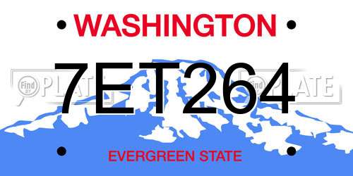 7ET264 Washington License Plate