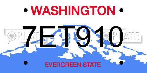 7ET910 Washington License Plate