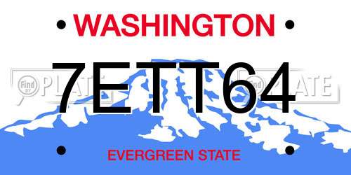 7ETT64 Washington License Plate