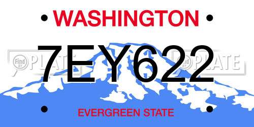 7EY622 Washington License Plate