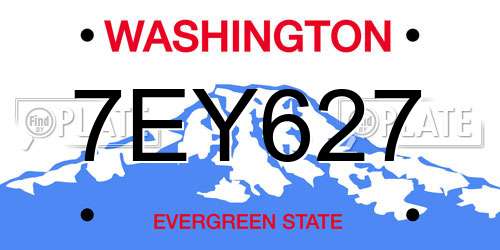 7EY627 Washington License Plate