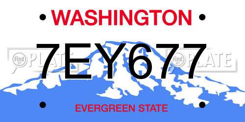 7EY677 Washington License Plate