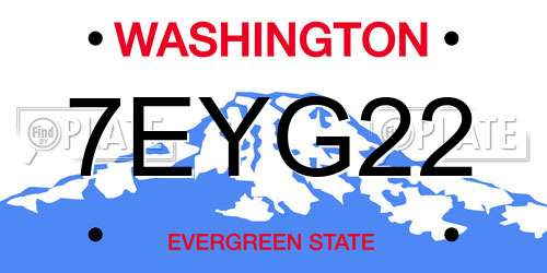 7EYG22 Washington License Plate