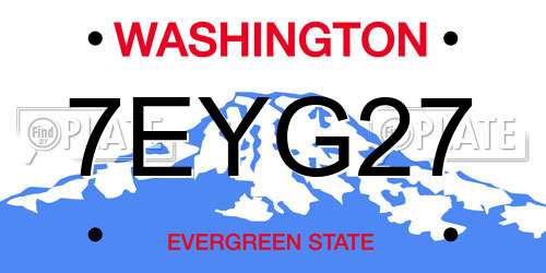 7EYG27 Washington License Plate