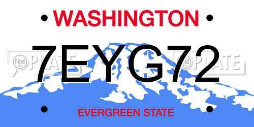 7EYG72 Washington License Plate