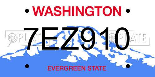 7EZ910 Washington License Plate