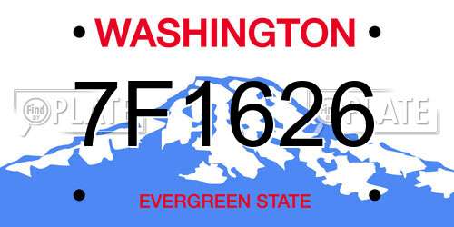 7F1626 Washington License Plate