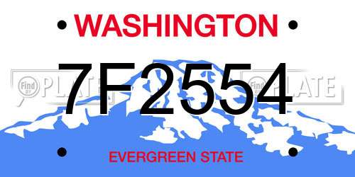 7F2554 Washington License Plate