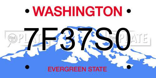 7F37S0 Washington License Plate