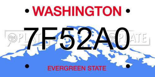 7F52A0 Washington License Plate