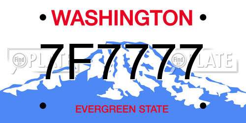 7F7777 Washington License Plate