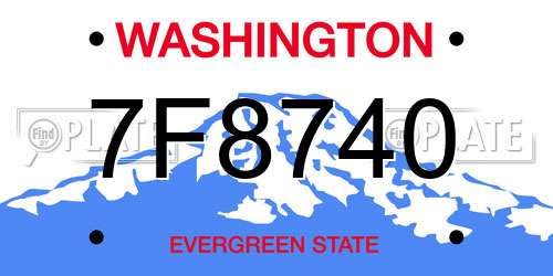 7F8740 Washington License Plate