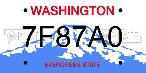 7F87A0 Washington License Plate