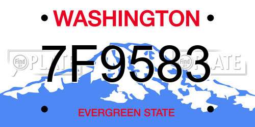 7F9583 Washington License Plate