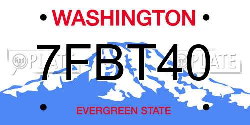 7FBT40 Washington License Plate