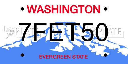 7FET50 Washington License Plate