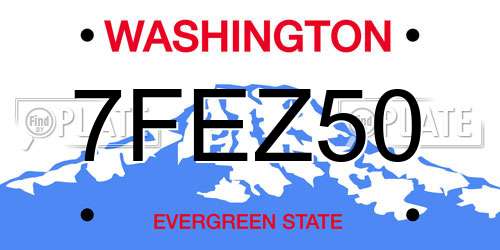 7FEZ50 Washington License Plate