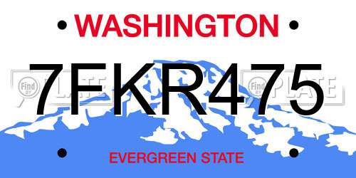 7FKR475 Washington License Plate