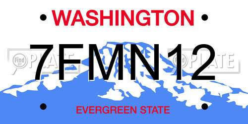 7FMN12 Washington License Plate