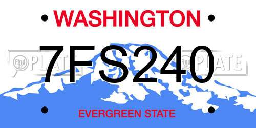 7FS240 Washington License Plate
