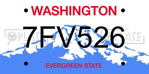 7FV526 Washington License Plate
