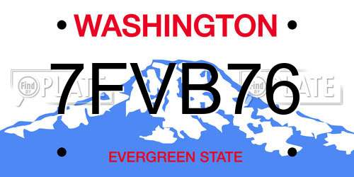7FVB76 Washington License Plate