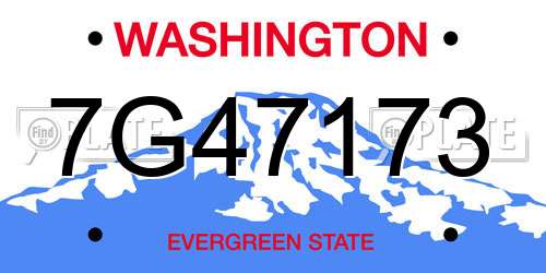 7G47173 Washington License Plate