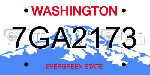 7GA2173 Washington License Plate
