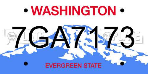 7GA7173 Washington License Plate