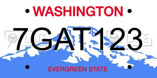 7GAT123 Washington License Plate