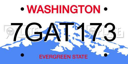 7GAT173 Washington License Plate