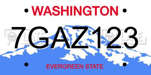7GAZ123 Washington License Plate