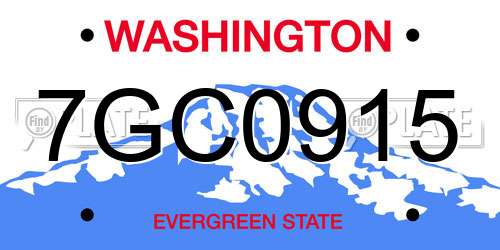 7GC0915 Washington License Plate
