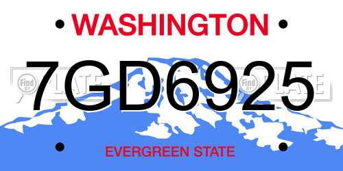 7GD6925 Washington License Plate