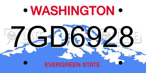 7GD6928 Washington License Plate